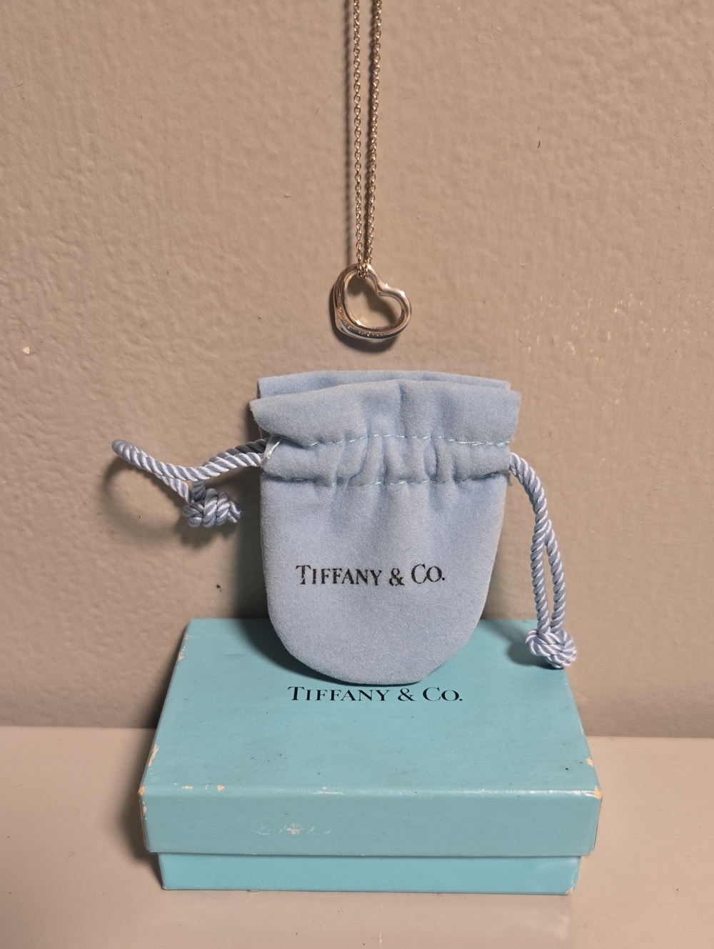 Tiffany & Co. Sterling Silver Heart Pendant with Blue Pouch